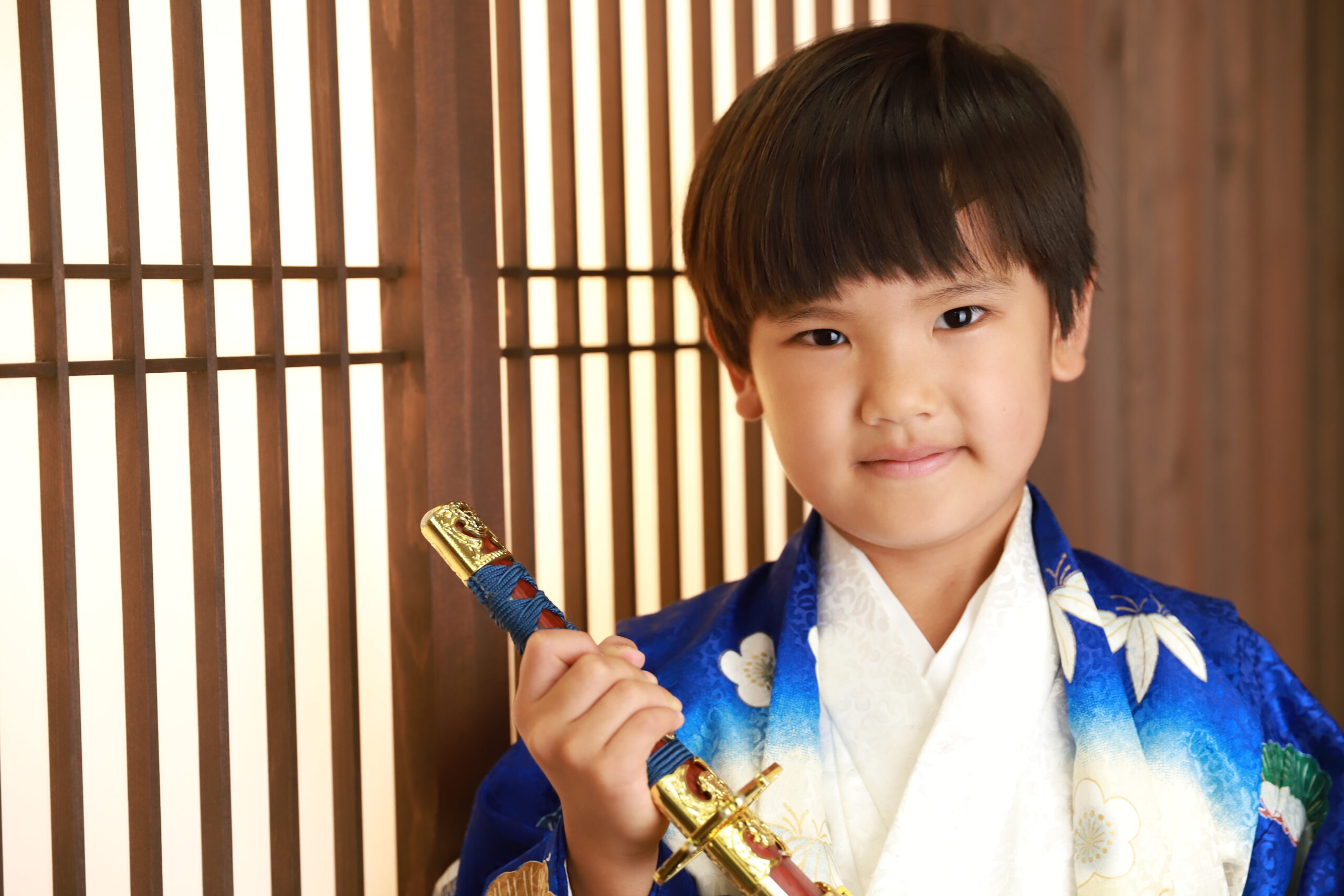 5歳の七五三！青と白の着物