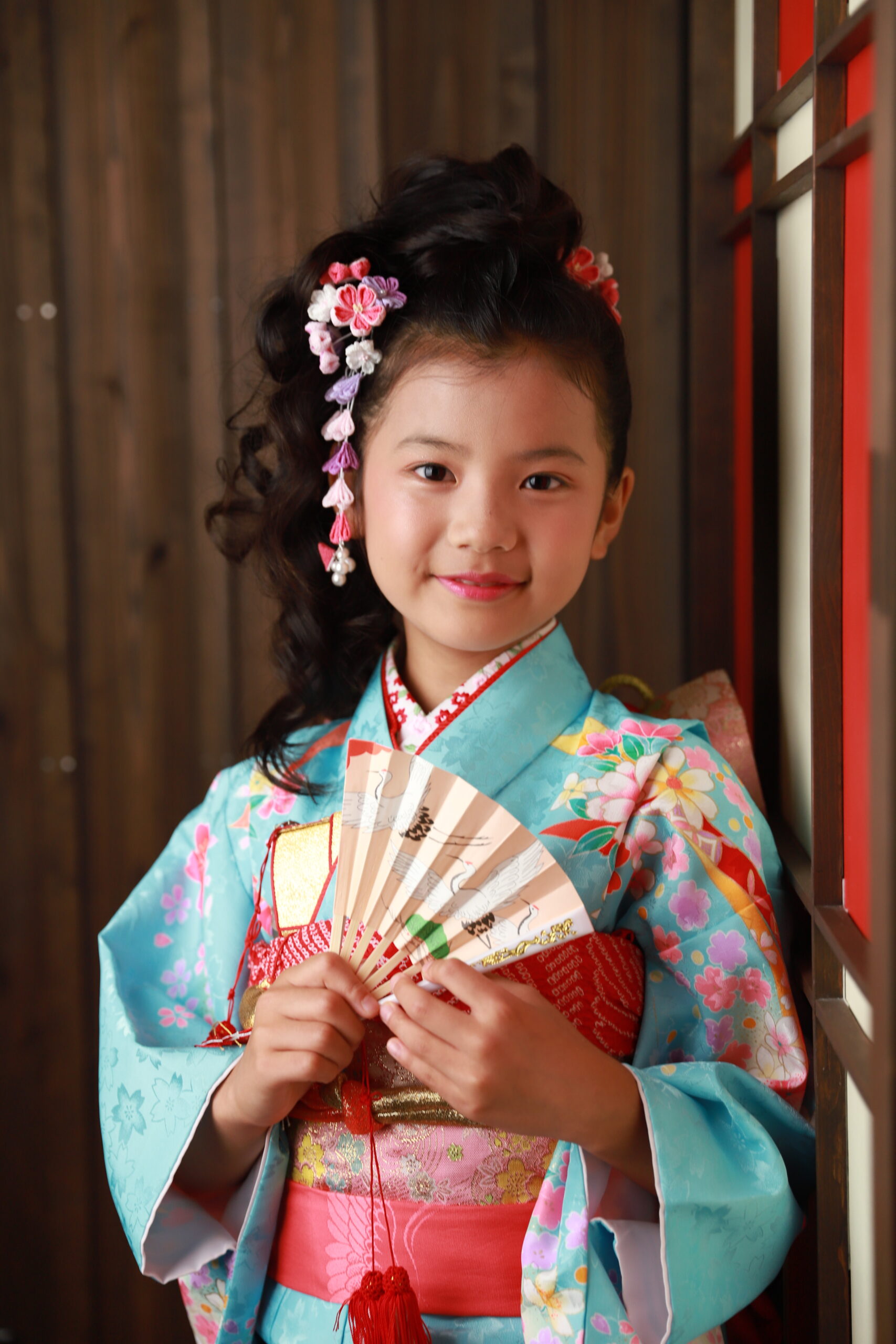 7歳の七五三！水色の着物